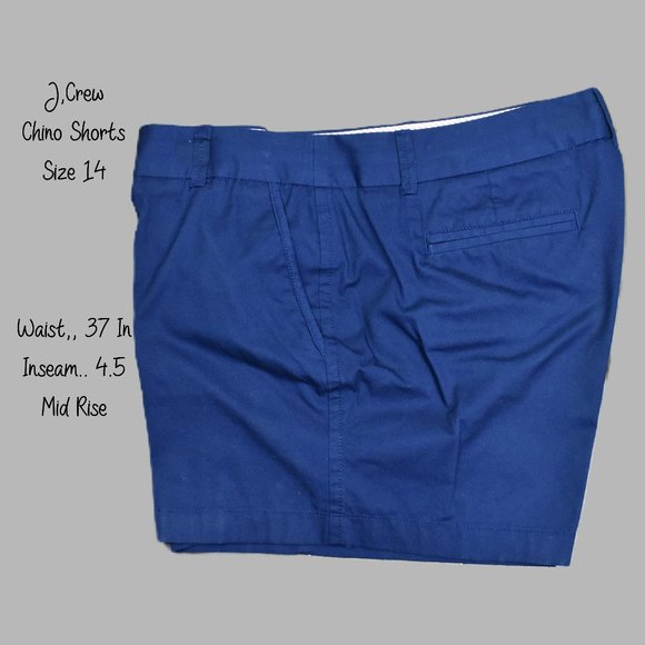 J.CREW Chino Shorts 14 Blue Zip Front Cotton Machine Wash Bin 6 NWOT - Picture 1 of 4